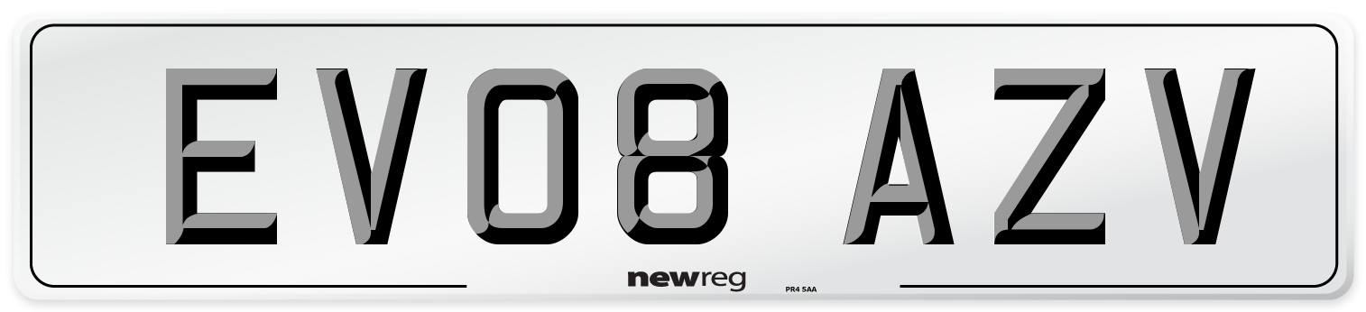 EV08 AZV Number Plate from New Reg
